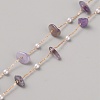 Natural Amethyst Chips & ABS Plastic Imitation Pearl Beaded Chains CHC-TAC0010-04-1
