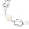 Synthetic Turquoise Tortoise & Shell Pearl & 304 Stainless Steel Oval Link Bracelets for Women BJEW-JB12173-01-3