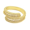 Brass Micro Pave Clear Cubic Zirconia Adjustable Finger Rings for Women RJEW-B069-10G-2