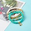 Shell Shape Cubic Zirconia Charm Stretch Bracelets Set for Teen Girl Women BJEW-JB06850-04-6