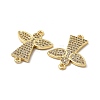 Brass Micro Pave Clear Cubic Zirconia Connector Charms KK-E068-VB266-3