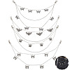 4Pcs 4 Styles Brass Double Layer Chains for Jeans Pants with Alloy Butterfly Charms AJEW-GO00011-1