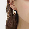 Spiral with Imitation Pearl Beads Stud Earrings EJEW-C006-03-4