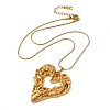 304 Stainless Steel Round Snake Chain Textured Heart Pendant Necklaces for Women NJEW-S001-01-3