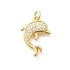 Brass Micro Pave Clear Cubic Zirconia Pendants KK-Q040-03I-G-1