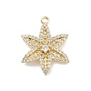 Brass Pave Clear Cubic Zirconia Pendants KK-Z061-09G-02-1