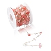 5M Natural Rose Quartz Nuggets & ABS Plastic Pearl Beaded Chains CHC-CJ0001-77-3