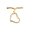 Brass Micro Pave Clear Cubic Zirconia Toggle Clasps KK-P234-79G-4