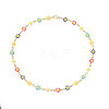 Enamel Flower Link Chains Necklace NJEW-N049-01-1