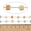 Handmade 304 Stainless Steel Shoushan Stone Beads Cube Link Chains CHS-B011-02G-01-3