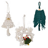 3Pcs 3 Style Christmas Theme Cotton Weave Pendant Decorations HJEW-CF0001-13-1