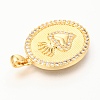 Brass Micro Pave Clear Cubic Zirconia Pendants ZIRC-O036-33G-3