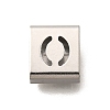 Letter Style 304 Stainless Steel Square Slide Charms STAS-L132-26O-1