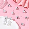 SHEGRACE Brass ABS Imitation Pearl Half Round Stud Earring Findings XGR0100P-119P-5
