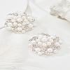 2Pcs Flower Alloy Rhinestone Cabochons FIND-LP0002-22-1