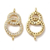 925 Sterling Silver Micro Pave Clear Cubic Zirconia Connector Charms STER-I010-03G-1