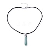 Pointed Natural Gemstone Pendant Necklaces NJEW-JN02550-2