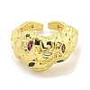 Brass Micro Pave Colorful Cubic Zirconia Cuff Rings RJEW-L113-014G-2