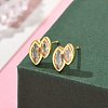 Double Horse Eye Brass Micro Pave Clear Cubic Zirconin Stud Earrings EJEW-D318-06G-3