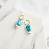 Natural Turquoise Beaded Hoop Earrings EJEW-L294-006G-2