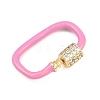 Oval Brass Micro Pave Clear Cubic Zirconia Screw Carabiner Clasps KK-B167-01B-02G-2