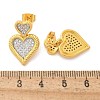 Brass Micro Pave Clear Cubic Zirconia Stud Earrings EJEW-F359-03G-03-3