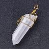 Natural Quartz Crystal Big Pointed Pendants G-P253-01-3