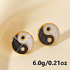 Retro Chinese Style Stainless Steel Flat Round with Yin-yang Stud Earrings MT2482-2-2