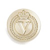 Golden Tone Crown Initial Wax Seal Brass Stamp Heads AJEW-A065-01V-1