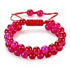 Sparkling Round Glass Braided Bead Bracelet BJEW-SW00082-17-1