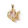 Brass Micro Pave Cubic Zirconia Fish Charms KK-Z136-49G-02-1
