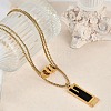 Ion Plating(IP) 304 Stainless Steel Black Enamel Rectangle Pendant Chain Necklaces for Women NJEW-M078-04-2