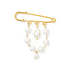 3Pcs 3 Styles Iron Glass Pearl Beads Kilt Pins Brooch JEWB-BR00188-3