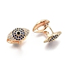 Medium Blue Cubic Zirconia Horse Eye Hinged Hoop Earrings EJEW-G321-22G-3