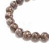 Natural Snowflake Obsidian Round Beaded Stretch Bracelet with Bullet Shape Charm BJEW-JB08310-04-5