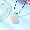 Electroplated Glass Beaded Heart Pendant Black Waxed Cotton Cord Necklaces for Women NJEW-MZ00120-02-1