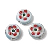 Flat Round Handmade Floral Porcelain Beads PR-CBA03B0-02A-1