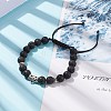 Natural Lava Rock & Alloy Tube Braided Bead Bracelet BJEW-JB08304-2