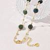 Natural Moss Agate Faceted Flat Round Beaded Chain Necklaces with Matte Brass Beads GG-CBA37F5-01G-03-2