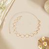1Pc Alloy Textured Coin Link Chain Body Waist Chains for Women AJEW-GF0013-43-7