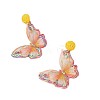 Alloy & Rhinestone & Raffia Stud Dangle Earrings WGA08E4-02-2