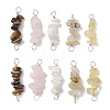 10Pcs 5 Styles Constellation Natural Citrine & Gold Rutilated Quartz & Tiger Eye & Citrine & White Moonstone Copper Wire Wrapped Chip Beaded Connector Charms PALLOY-JF02905-07-1