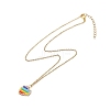 Rainbow Color Japanese Seed Braided Heart Pendant Necklace with 304 Stainless Steel Chains for Women NJEW-MZ00005-3