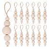 Wood Round Beads Pendant Decoration HJEW-CA00009-1