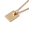 Stainless Steel Initial Letter Rectangle Pendant Necklace for Men Women LS-NJEW-E090-01G-15-3