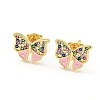 Bowknot Real 18K Gold Plated Brass Stud Earrings EJEW-L269-097G-02-1