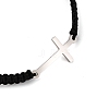 201 Stainless Steel Cross Links Braided Bracelets for Men Women BJEW-JB11207-4