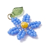Glass Seed Beaded Flower Pendants PALLOY-TA00345-03-3