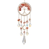 Wire Wrapped Natural Red Agate Chip Tree of Life Window Hanging Prism Ornaments HJEW-TA00283-02-1