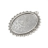 Tibetan Style Antique Silver Alloy Flat Oval Pendant Cabochon Settings TIBEP-M022-40AS-2